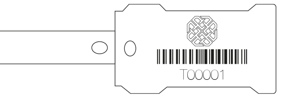 Plomba zabezpieczająca z nadrukowanym logo i kodem kreskowym